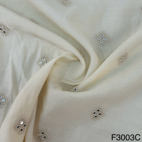Thread Mirror Work Cotton Silk Fabric-F3003